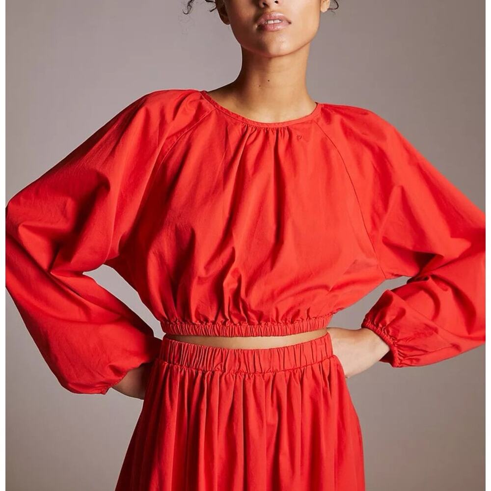 New Sundry Croppep Blouse in Red Women's Size 0/XS